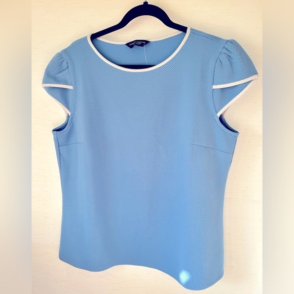 4/$20 Dorothy Perkins  NWT white lined puff short sleeve blue top- Size 14 - Picture 8 of 12